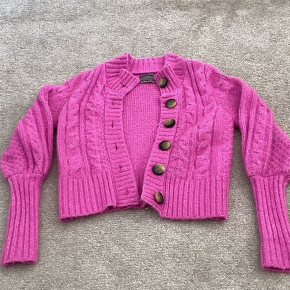Urban Outfitters Fuchsia Cable Knit Cardigan - Picture 3 of 5